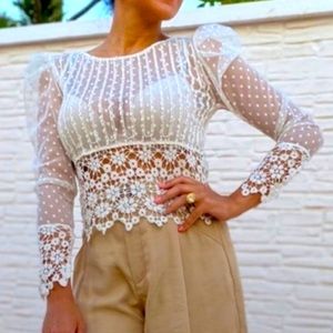 Zara crochet pearl top